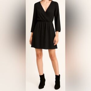 Sézane Black Wrap-Style Long Sleeve Dress Size‎ 34 (XS)